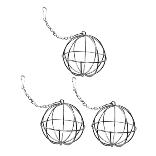 Abaodam 3 Stücke Futterregal Futterspender Für Rattenheu Futterball Für Kaninchen Hasenheuspender Futterball Für Haustiergras Hängendes Heu-futterhaus-Kaninchen Rostfreier Stahl Silver von Abaodam