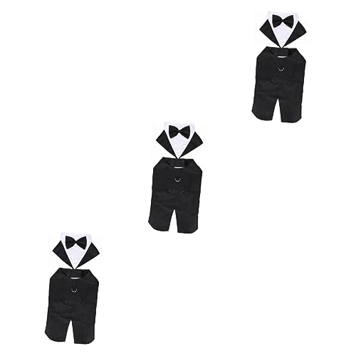 Abaodam 3St Smoking für Haustiere kleines Hundekostüm Hundepullover Anzughemd Welpen-Shirts Haustieranzug formeller Anzug für Hunde der Hund Kleidung Verwandlungs-Outfit Baumwolle Weiß von Abaodam