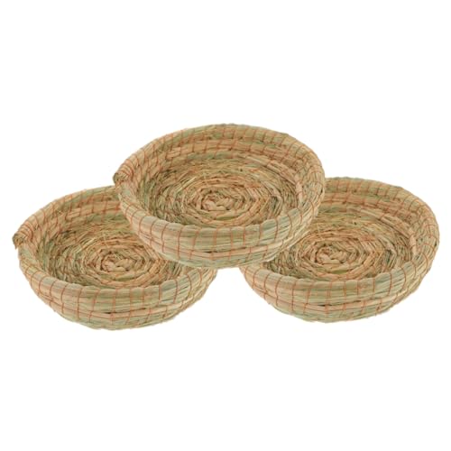 Abaodam 3 Teiliges Stroh Kaninchen Grasbett Kaninchen Ruhematte Häschen Stroh Gewebtes Bett Schlafhaus Kleintier Haustier Ruhematte Häschen Kühlmatte Kaninchen Bettwäsche Kleine von Abaodam