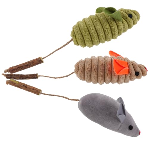 Abaodam 3 Stück Katzenminze Spielzeug Mäuse Für Kätzchen Interaktive Kauspielzeuge Aus Weichem Material 3 Farben (grün Grau Beige) Für Zahnpflege Und Spielspaß Für Hauskatzen von Abaodam