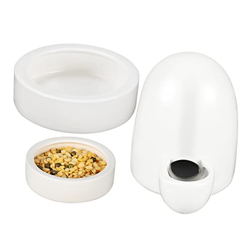 Abaodam 3 Stück Futter und Wasserspender für Hamster Igel Chinchilla Meerschweinchen Auslaufsichere Keramik Tränke und Futterstation Tropffrei für Kleine Haustiere von Abaodam