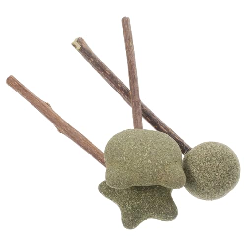 Abaodam 3Stücke Teiliges Katzen Kauspielzeug mit Katzenminze Essbare Zahnpflege Sticks für Katzen und Reinigen Zähne Lollipop Design Stern Ball Katzenkopf von Abaodam