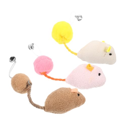 Abaodam 3stücke Plüsch-mäuse Mit Glocke Für Katzen Interaktives Spielzeug Jagdinstinkte Realistische Kleine Stoffratten Für Indoor-Katzen Zur Beschäftigung Spielen von Abaodam