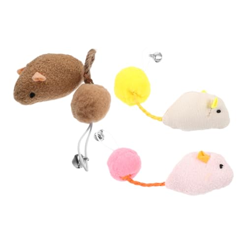 Abaodam 3pcs Plüsch Rattenkatze Spielzeug Mit Glocken Kleinen Gefüllten Mäusen Für Katzen Interaktive Kätzchenkugel Realistische Rattenplüschspielzeug Innenkatzen Mäuse Spielzeug von Abaodam