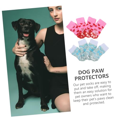 Abaodam 4 Paare rutschfeste Haustier Socken für Kleine Hunde Warme Baumwoll Pfotenschützer Bequeme Leck Socken für Winter und Rutschige Böden Teiliges Rot und von Abaodam