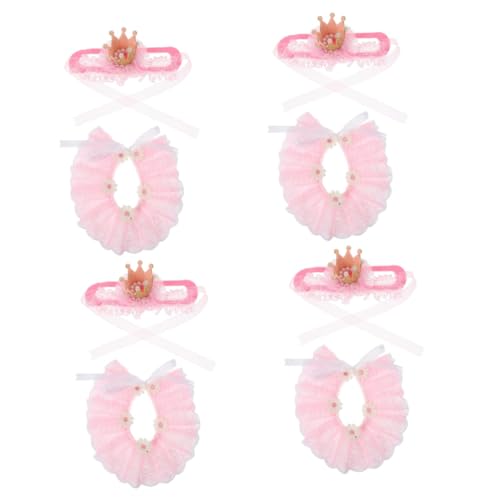Abaodam 4 Sets Pet Decor Kätzchen Spitzenhalsband Katzenkrone Und Halsband Hundehalsband Für Urlaubspartys Und Spielen Im Freien von Abaodam