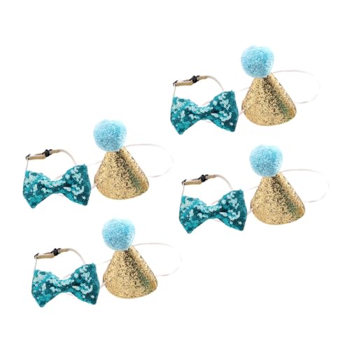 Abaodam 4satz Hund Geburtstags Party Hut Mit Pailletten Und Verstellbarem Stirnband Inklusive Fliege Für Haustier Dekorationen Geeignet Für Kleine Hunde Katzen Und Kuscheltiere von Abaodam