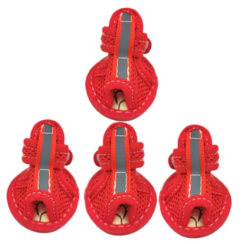 Abaodam 4 Stück Atmungsaktive Hundeschuhe Rutschfestem Gleitschutz Leichte und Bequeme Pet Sandalen für Outdoor aktivitäten Einfach Anzuziehen für Welpen und Kleine Hunde von Abaodam