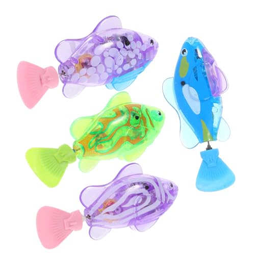 Abaodam 4 Stück Elektrisches Katzenspielzeug Schwimmende Fische mit LED licht Wasserdichtes Abs Material Interaktives Katzenangel zur Aktivitätsförderung und Stressreduktion für Kätzchen von Abaodam