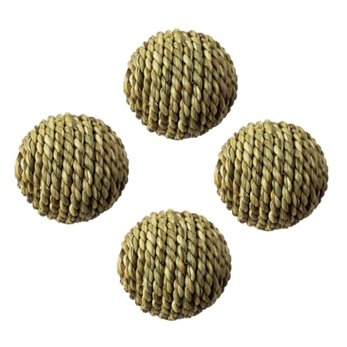 Abaodam 4 Stück Haustierspielzeug Rattan Hamsteranreicherung Zwerghamsterball Hamster-Laufball Heu Heimtierbedarf strohgewebtes Ballspielzeug für Haustiere Strohball Green von Abaodam