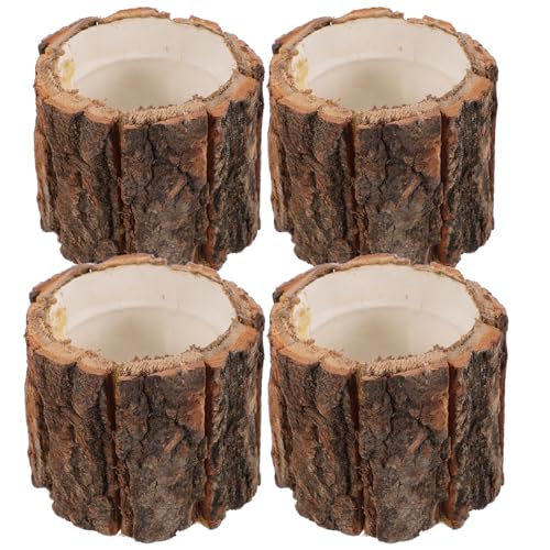 Abaodam 4 Stück Holzrinde Pflanztöpfe Rustikale Blumentöpfe Naturholz für und Außenbereich für Hochzeiten Balkone und Dekoration von Abaodam