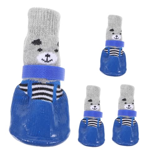 Abaodam 4 Stück Kleine Hundesocken Hundeschuhe Booties rutschfest Wasserdicht Atmungsaktiv Haustiersocken Entzückende Hundesocken Tragbare Hundesocken Entzückende Haustiersocken von Abaodam