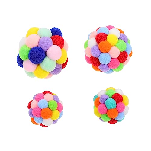 Abaodam 4 Stück Lustiger Katzenball Katzenspielzeug Interaktives Für Katzen Ballspielzeug Für Katzen Kätzchen Bälle Neckisch Drinnen Bunt Spielzeugkatze Plüsch Colorful von Abaodam