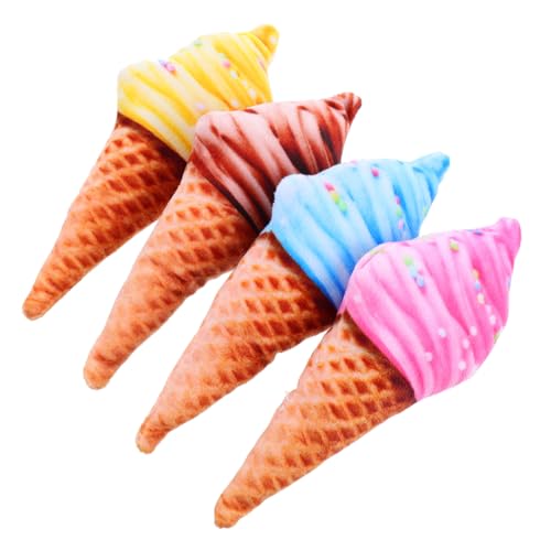 Abaodam 4 Stück Plüschspielzeug für Haustiere drinnen Eiscreme Nips kneifen katzenspielzeug Katze Kauspielzeugkätzchen Kauen für Katzen Haustier Plüschtier Katze zahte von Abaodam