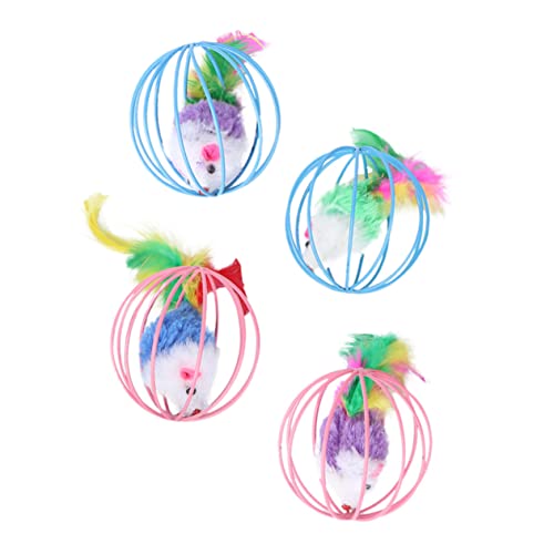 Abaodam 4 Stück Teiliges Katzenspielzeug mit Plüsch Spielmäusen und Plüschbällen Fake Mäuse im Käfig Design Interaktives Cat Toy Zubehör für Stundenlangen Spielspaß und Zufällige Farbe Abaodam 4 Stück Teiliges Katzenspielzeug mit Plüsch Spielmäusen und Plüschbällen Fake Mäuse im Käfig Design Interaktives Cat Toy Zubehör für Stundenlangen Spielspaß und Zufällige Farbe von Abaodam