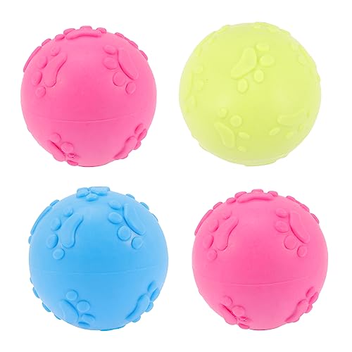 Abaodam 4 Stück Teiliges TPR Hundespielzeug mit Quietschfunktion Kausicher Hundeball für Welpen und Hunde Zahnpflegend Interaktives Trainingsspielzeug zur Kieferstärkung Zufällige Farbe von Abaodam