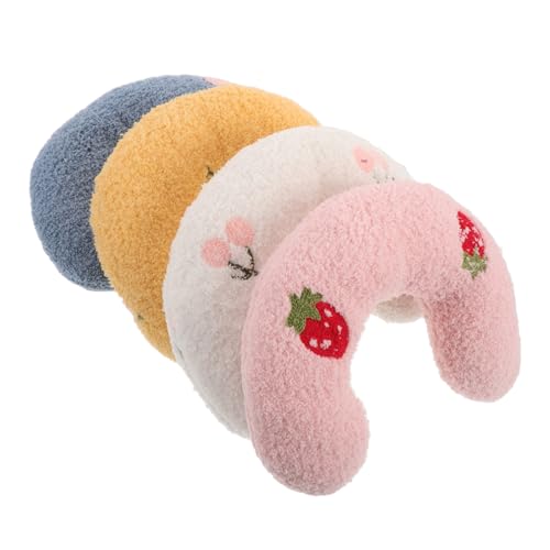 Abaodam 4 Stück Teiliges U Förmiges Katzenkissen Gefülltes Nackenkissen für Kleine Katzen und Hunde Langlebiges Kratzfestes Material Platzsparend für Indoor Schlaf und Reisen von Abaodam