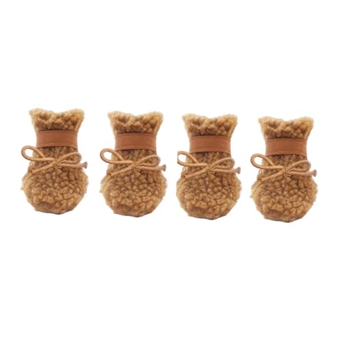 Abaodam 4 Stück Teiliges Welpen Schneestiefel Braun rutschfeste Atmungsaktive Hundeschuhe für Kalte Wintertage Weiche Plüsch Innenseite Einfach Anzuziehen für Outdoor Abaodam 4 Stück Teiliges Welpen Schneestiefel Braun rutschfeste Atmungsaktive Hundeschuhe für Kalte Wintertage Weiche Plüsch Innenseite Einfach Anzuziehen für Outdoor von Abaodam