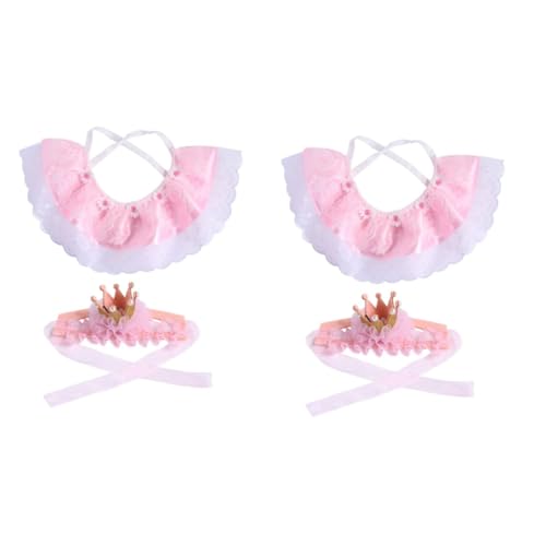 Abaodam 4 Stück Tiergeburtstagskostüme Outfit-zubehör Für Geburtstagsfeiern Tiara-Stirnband Für Haustiere Prinzessin Katzenhalsband Haustiergeburtstag Flash-kostüm Hündchen Spitze Kätzchen von Abaodam