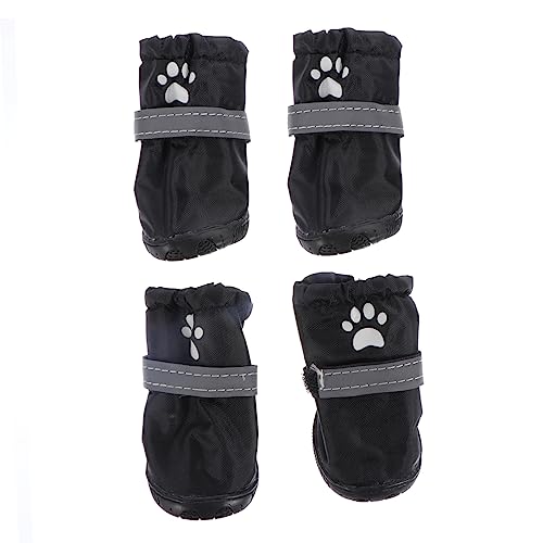 Abaodam 4 Stück wasserdichte Hundeschuhe mit Reflektierendem Design Pet Boots für Kleine und Mittelgroße Hunde rutschfest Verstellbar für Regnerische und Pfotenschutz von Abaodam
