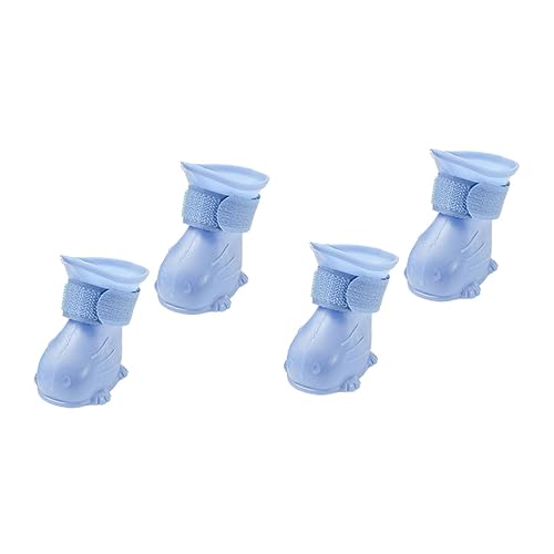 Abaodam 4 Stück wasserdichte Schuhe Hundestiefelpfoten Traktion wasserdichte hundestiefel Greifer hundeschuhe Dog Shoes wasserdichter Regenstiefel Haustierschuhe für Regentage Schritt Blue von Abaodam