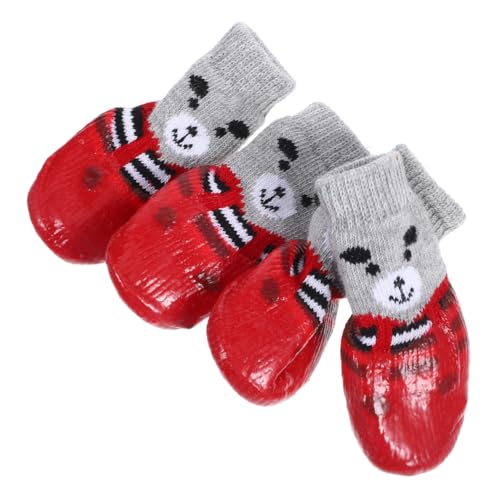 Abaodam 4 Stück wasserdichte Schuhe Und Socken Für Haustiere Zehenschutz Für Hunde Zubehör Griffe Größe Booties Anti Innenschutz Slipper Pfotenschutz Hundestiefel Schutz von Abaodam