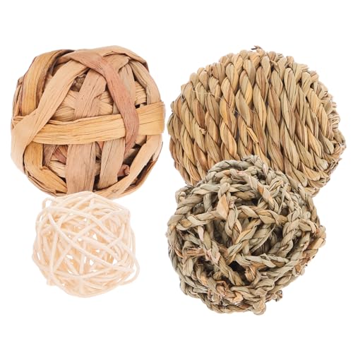 Abaodam 4Stücke Haustierspielzeug Kauspielzeug für Natürliche Rattan und Stroh Kaubälle zur Zahnpflege und Beschäftigung für Kleine Nager Abaodam 4Stücke Haustierspielzeug Kauspielzeug für Natürliche Rattan und Stroh Kaubälle zur Zahnpflege und Beschäftigung für Kleine Nager von Abaodam