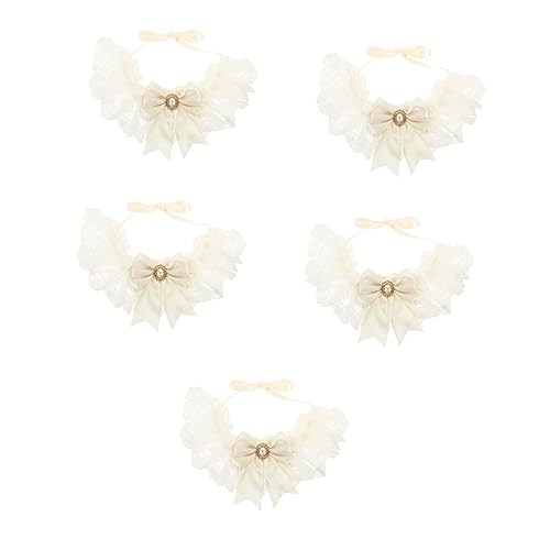 Abaodam 5st Hochzeitsschal Für Haustiere Süße Kätzchenhalsbänder Weihnachtshundehalsband Perlendekor Haustier Schal Lätzchen Kätzchen Halskette Latzschal Tragbar Baumwolle Weiß Binden von Abaodam