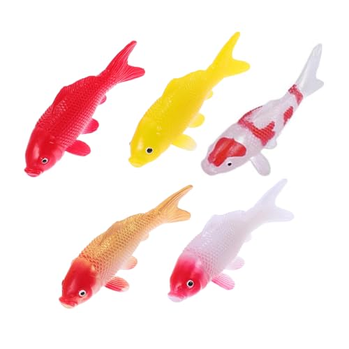 Abaodam 5 Stück Realistische Schwimmende Koi-Figuren Künstliche Kleine Karpfen Miniatur-Ornamente Leichte Plastik-Fische für Aquarium Deko Fotografie Requisiten und Kreative von Abaodam
