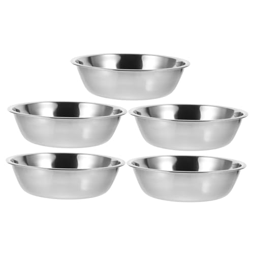 Abaodam 5 Stück Runder Futternapf für Katzen aus Edelstahl groß Behälter für Katzenfutter pet Water Bowl pet Food Container Futternapf für Haustiere Hundenapf Rostfreier Stahl Silver von Abaodam