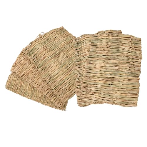 Abaodam 5 Stück Teiliges Gewebte Grasmatte für Kleintiere Atmungsaktive Kühlmatte für Meerschweinchen Kaninchen und Hamster Bequeme Nest und Schlafunterlage für Sommer und Winter von Abaodam