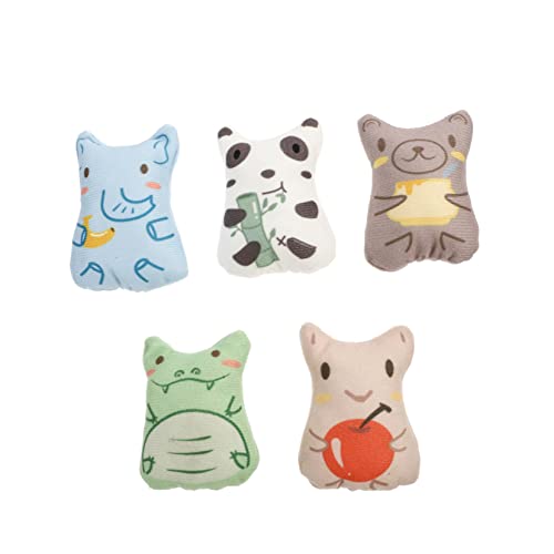 Abaodam 5 Stück Teiliges Katzenminze Spielzeugset aus Plüsch Interaktive Kaubälle Tierform für Gesunde Zähne und Spielspaß für Katzen und Kätzchen von Abaodam