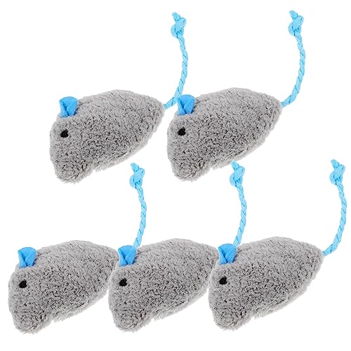 Abaodam 5 Stück Teiliges Plüsch Mäuse Katzenspielzeug Robustes Kratzfestes Indoor für Kätzchen Interaktives Nachziehspielzeug Beißen und Jagen für Katzenaktivität und Langeweileabwehr von Abaodam