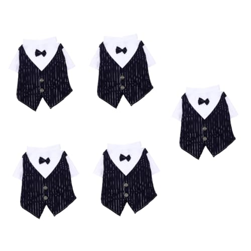 Abaodam 5 Stücke Elegante Gentleman Kleidung Hunde Anzug Katze Hochzeit Kostüm Welpen Kleid Hemd Navy Formale Kleid von Abaodam