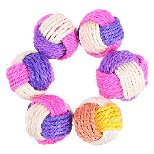 Abaodam 6 Stück Katzenspielzeugball für bunt gewebtes Katzenspielzeug Katzenbälle rollende Kugel der Katze Kätzchenball Kätzchen rollender Ball Heimtierbedarf Sisal Zufällige Farbe von Abaodam