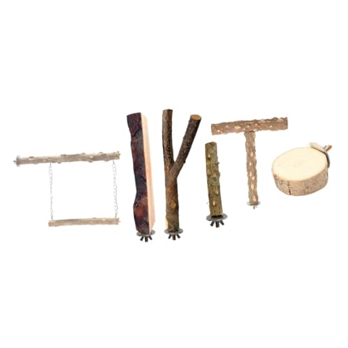 Abaodam 6 Stück Teiliges Naturholz Vogelkäfig Sitzstangen Set Robuste Holzäste als Kauspielzeug und für Papageien Wellensittiche und Kleine Vögel rutschfeste Oberfläche für Fußtraining von Abaodam