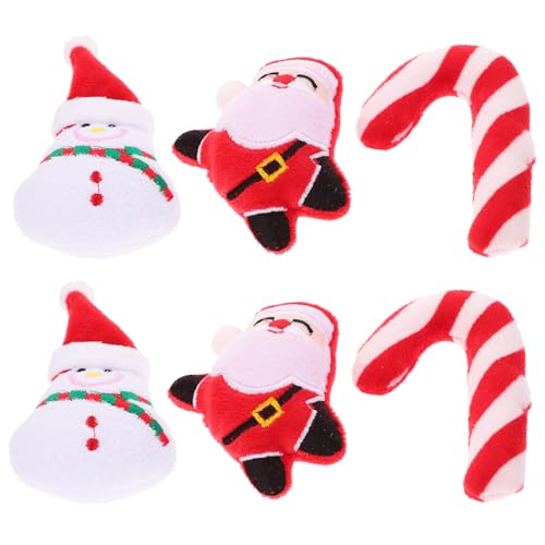 Abaodam 6 Stück Teiliges Weihnachts Katzenminze Plüsch Katzenkratzer Kauspielzeug Cartoon Design für Wohnungskatzen zur Stressreduktion und Beschäftigung von Abaodam