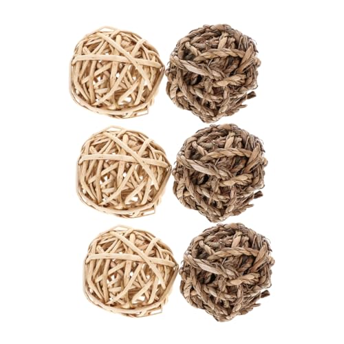 Abaodam 6 Stück Teiliges aus Rasen Kauspielzeugen für Kleintiere Natürliche Kaubälle für Meerschweinchen Chinchillas und Fördert Zahngesundheit und Bietet Leckere Snacks von Abaodam