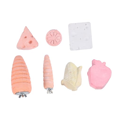 Abaodam 7 Stück Teiliges für Kleine Haustiere Kauspielzeug aus Natürlichem Calciumstein für Hamster und Meerschweinchen zur Zahnpflege und Beschäftigung Gesunde Snacks von Abaodam