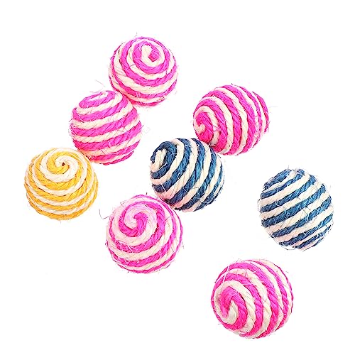 Abaodam 8 Stück Katze Hanfball klein Kratzen Kratzspielzeug für Katzen drinnen mit interaktives katzenspielzeug Interactive cat Toy Katzen-Teaser- Pet-Ball- Hanfkugel rot von Abaodam