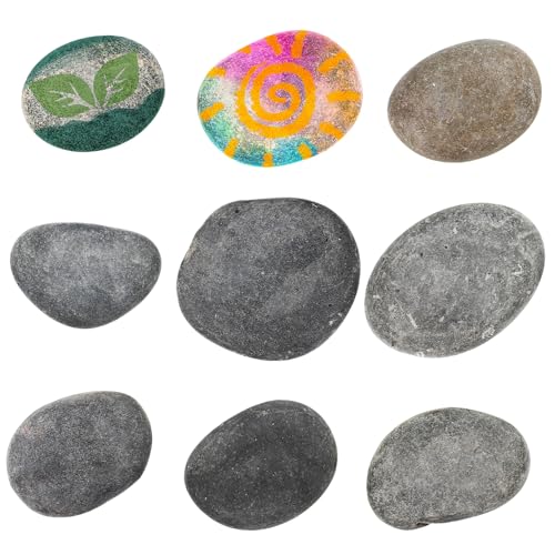 Abaodam 9 Stück Flusssteine ​​für Aquarien Landschaft Dekosteine ​​für den Garten bemalte Felsen Gärten groß Steine für Malerei Flache Steine zum Bemalen Flussfelsen kleine Steine Grey von Abaodam