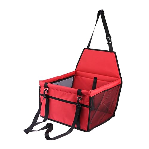 Abaodam Atmungsaktiver Wasserdichter Mesh Pet Car Bed mit Verstärkten Stützstangen Verstellbarer Sicherheitsleine und Fronttasche Rot Sicherer Hunde und Katzentransport für Entspannte von Abaodam
