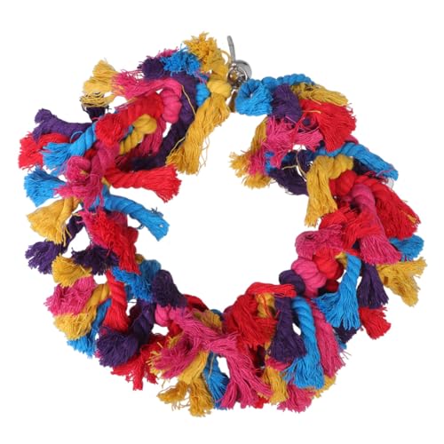 Abaodam Baumwollseil Vogelspielzeug mit Glocke Hängender Ring Kauspielzeug für Papageien Wellensittiche Nymphensittiche Lustige Schaukel für Kleine Vögel zur Beschäftigung Zufällige Farbe von Abaodam