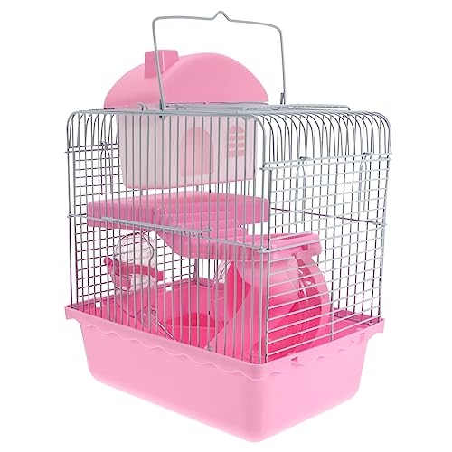 Abaodam Doppelschichtiger Hamsterkäfig Kleines Schloss Nagerhaus Kleintiernest für Hamster Chinchillas Igel und Meerschweinchen Reißfestes Langlebiges Spiel und Rückzugsgebiet Hellrosa von Abaodam