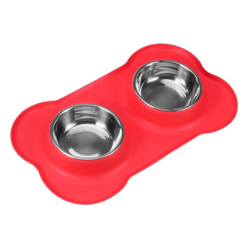Abaodam Doppelter Hundnapf mit Rutschfester Silikonmatte Futternapf für Hunde Katzen und Welpen Leicht zu Reinigen Rot Abaodam Doppelter Hundnapf mit Rutschfester Silikonmatte Futternapf für Hunde Katzen und Welpen Leicht zu Reinigen Rot von Abaodam
