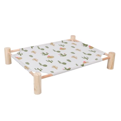 Abaodam Erhöhtes Holz haustierbett mit Abnehmbarem Waschbarem Bezug Atmungsaktiv Ganzjährig Nutzbar Leichtes Tragbares Design für Kleine Hunde Katzen Kaninchen und Andere Kleintiere von Abaodam