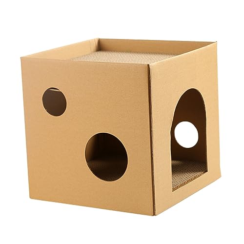 Abaodam Faltbares Katzenhaus aus Karton mit Integriertem Kratzbrett für Katzen und Kätzchen Fördert Spiel und Kratzverhalten für Indoor Nutzung Geeignet von Abaodam