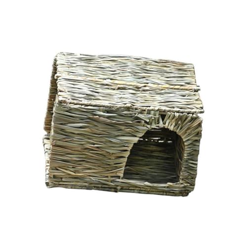 Abaodam Faltbares Strohhäuschen für Hamster und Kleintiere Großes Versteck und Spielhaus Natürlicher Strohbau für Kaninchen Mäuse Igel und Meerschweinchen von Abaodam