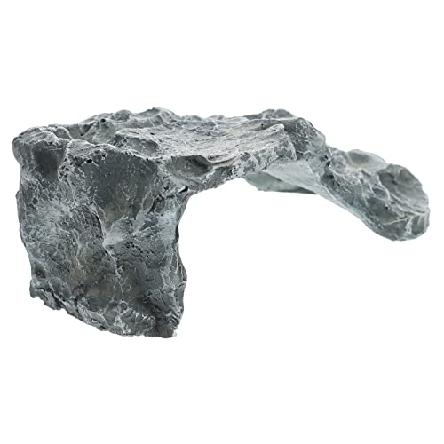 Abaodam Guitai Floating Island Höhle klein verstecken Schildkröten-Ruheterrassenplattform Reptilienschutz Terrarium Sonnenplattform aus Kunstharz für Schildkröten Reptilienverstecke Grau von Abaodam