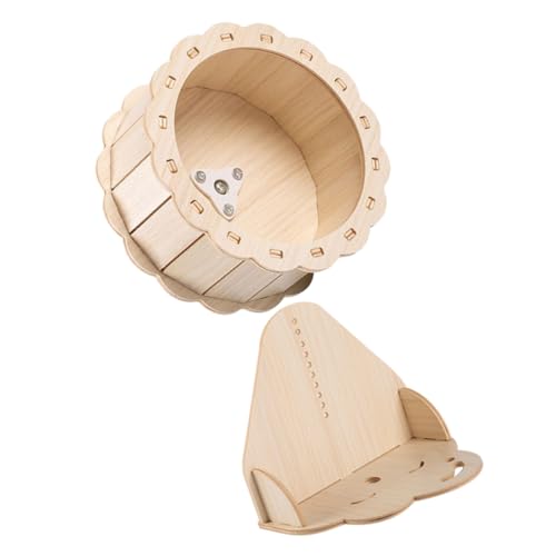 Abaodam Hamster Laufrad aus Holz Geräuscharmes Mutiges Design Geeignet für Kleine Haustiere Wie Hamster Mäuse Rennmäuse Mit Wolkenständer Interaktives Kleintierspielzeug Teiliges von Abaodam